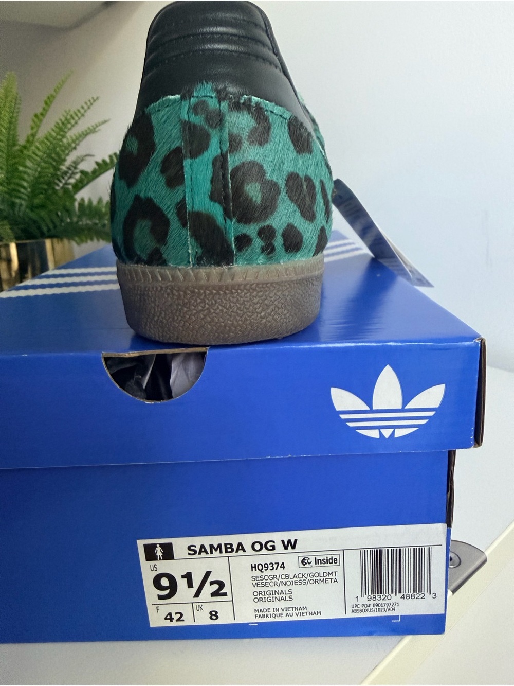 Adidas Samba Green Black Leopard Print Sneaker size 9.5 - Picture 3 of 9